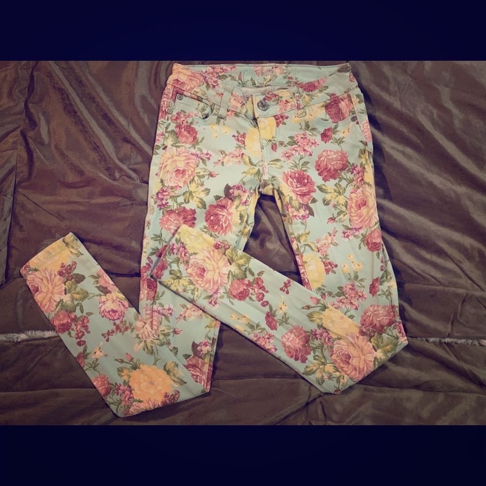 Floral skinny jeans